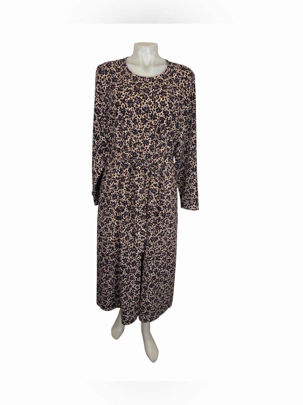 Bodens women’s floral animal print long sleeve tie waist midi dress size 16